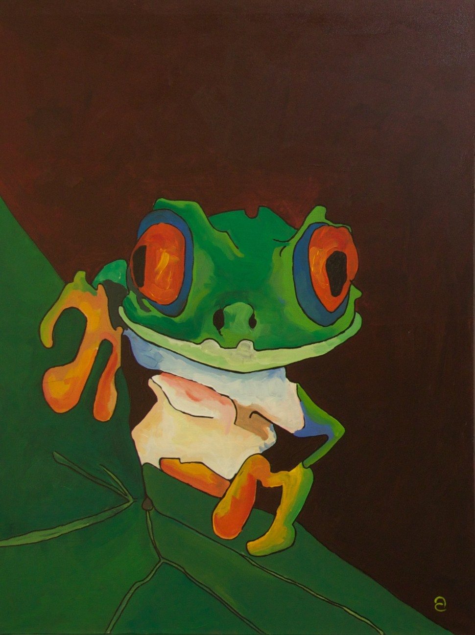 Maleri av frosk fra Auroras utstilling i Oslo Rådhus 2014