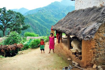 Hytte i fjellene i Nepal.