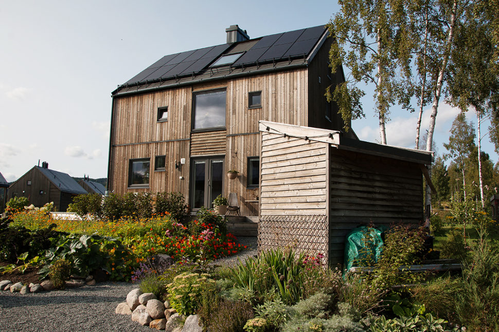 Hus med solceller på taket