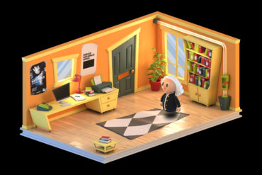 Innblikk i modell av animert stue